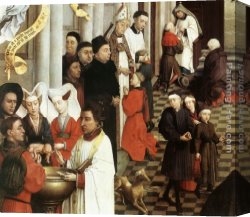 Rogier Canvas Paintings - Seven Sacraments Altarpiece left wing [detail 1] by Rogier van der Weyden